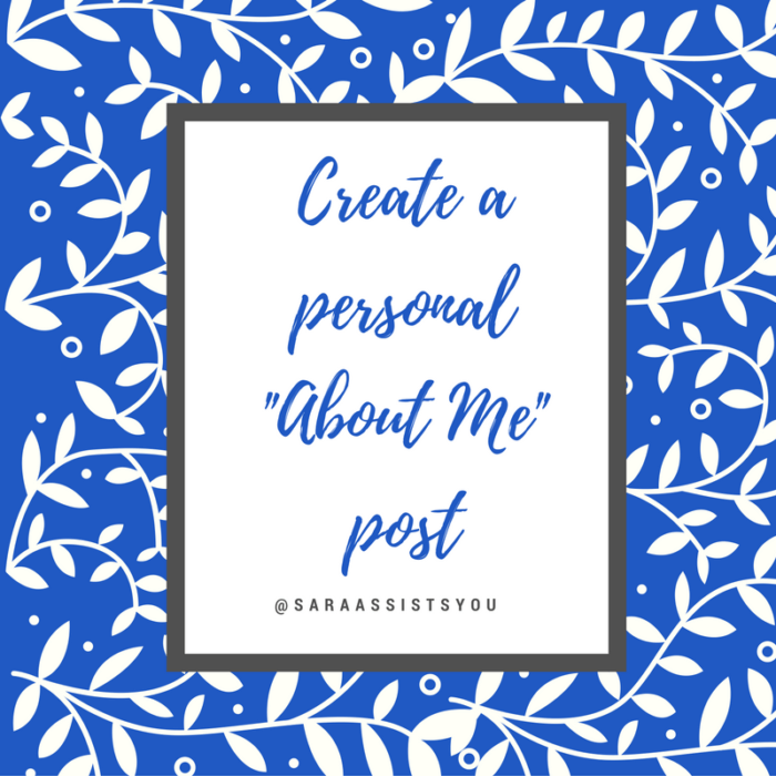 Share a personal "About Me" post on your Facebook Business Page