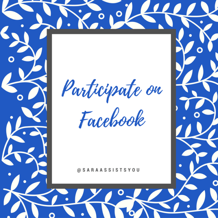Participate on Facebook by commenting and sharing with others